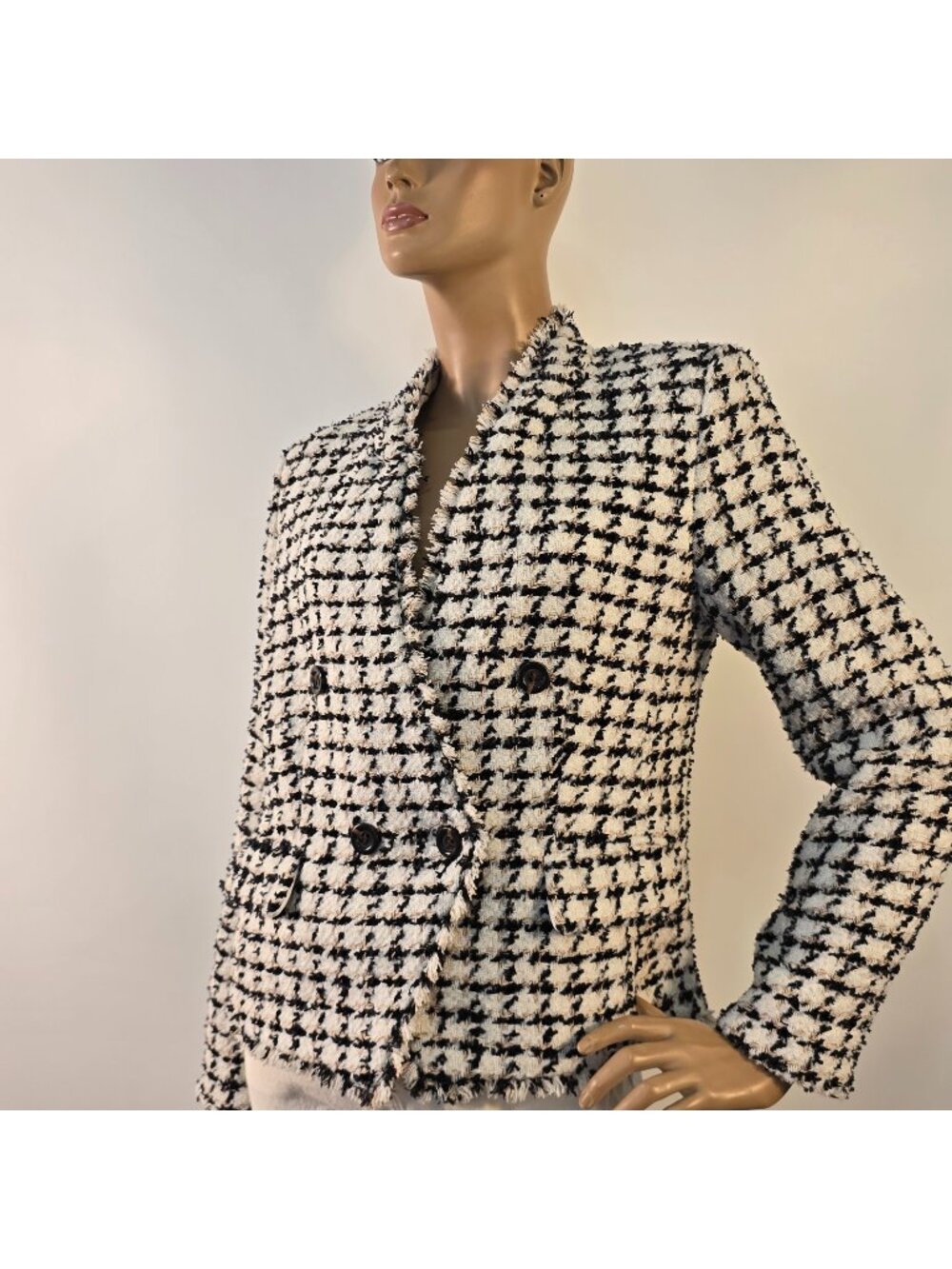 Ann Taylor Tweed Blazer Size 10 Houndstooth Jacket Work Academia Chic New Tags